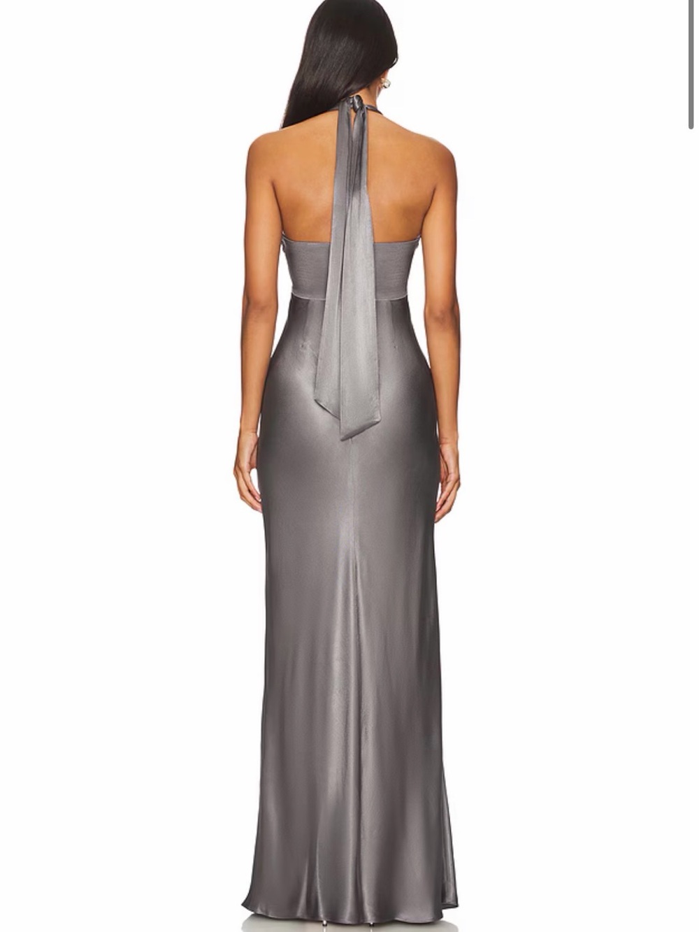 NWT Shona Joy La Lune Ruched Halter Maxi Dress in Graphite Size 6 - Picture 4 of 7